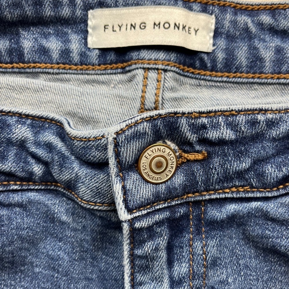 Flying Monkey Womens High Rise Straight Leg Distressed Jeans Blue Size 30 Y3984